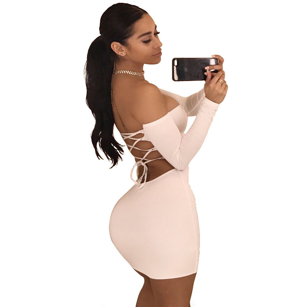 Miniatura: Summer Dress Sexy Back Lace Up Off The Shoulder Mini Dress Women Bodycon Club Dr