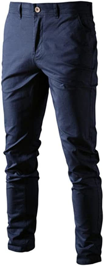Miniature : Mens Solid Color Casual Pants Cotton Fabric Breathe Freely Youth Trousers for Ou