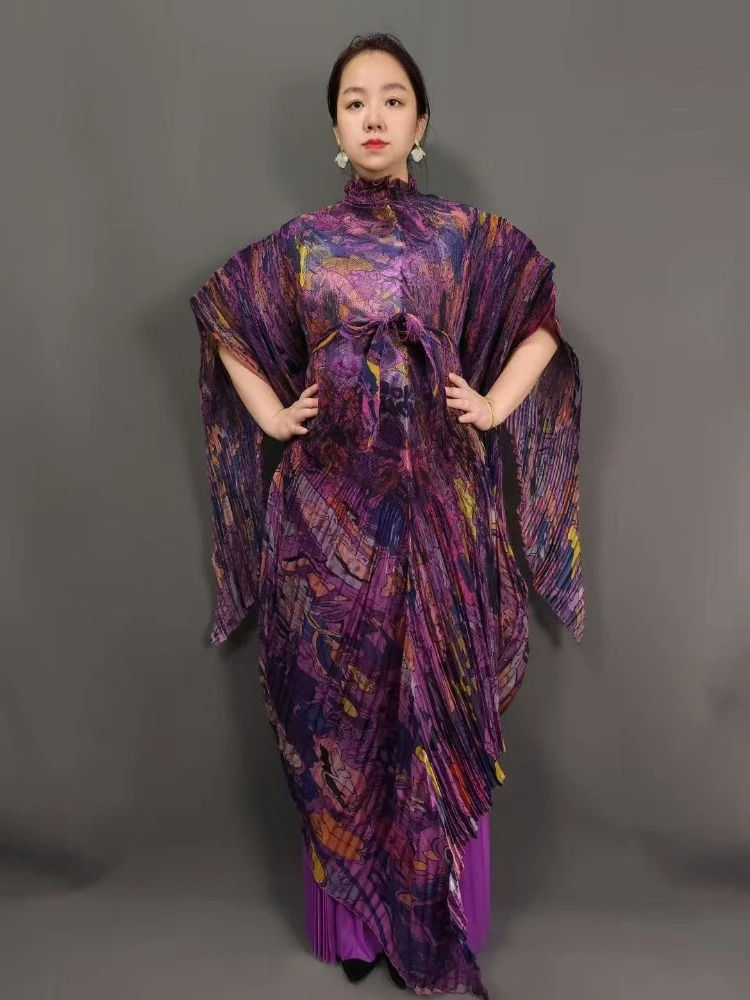 Miniature : Miyake's New Heavy Industry Organza Printing Set Irregular Pants Loose Two-piece