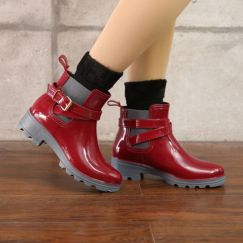 Thumbnail: boots women Short Boots Rain Shoes Non-Slip Patent leather Elastic Band Water Sh