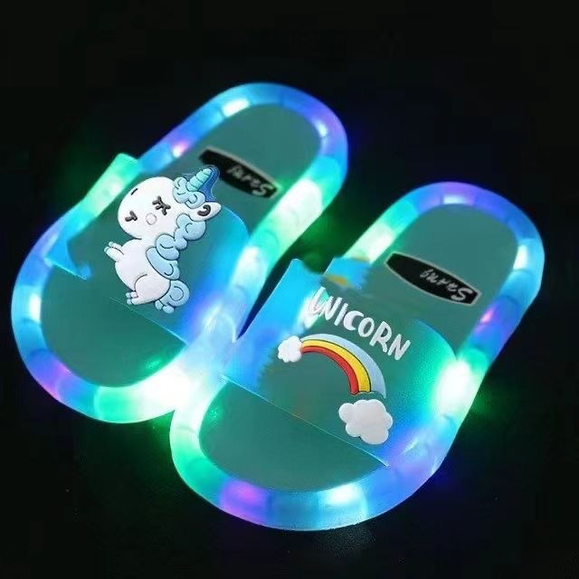 Thumbnail: Children‘s Boys Girls Slippers Cartoon Unicorn Animals Prints Shoes Lighted Fa