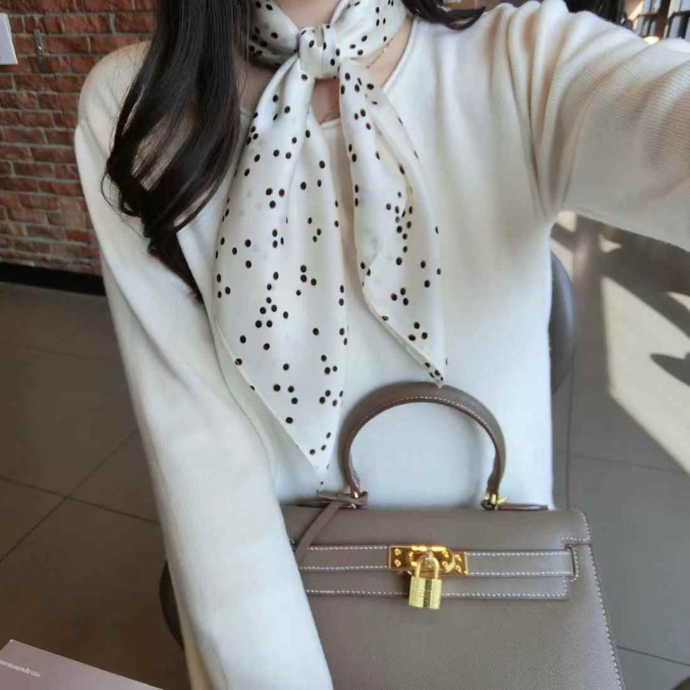 Miniature : Luxury Women's 100% Mulberry Silk Scarf Neckerchief Spring Fall New Elegant Whit