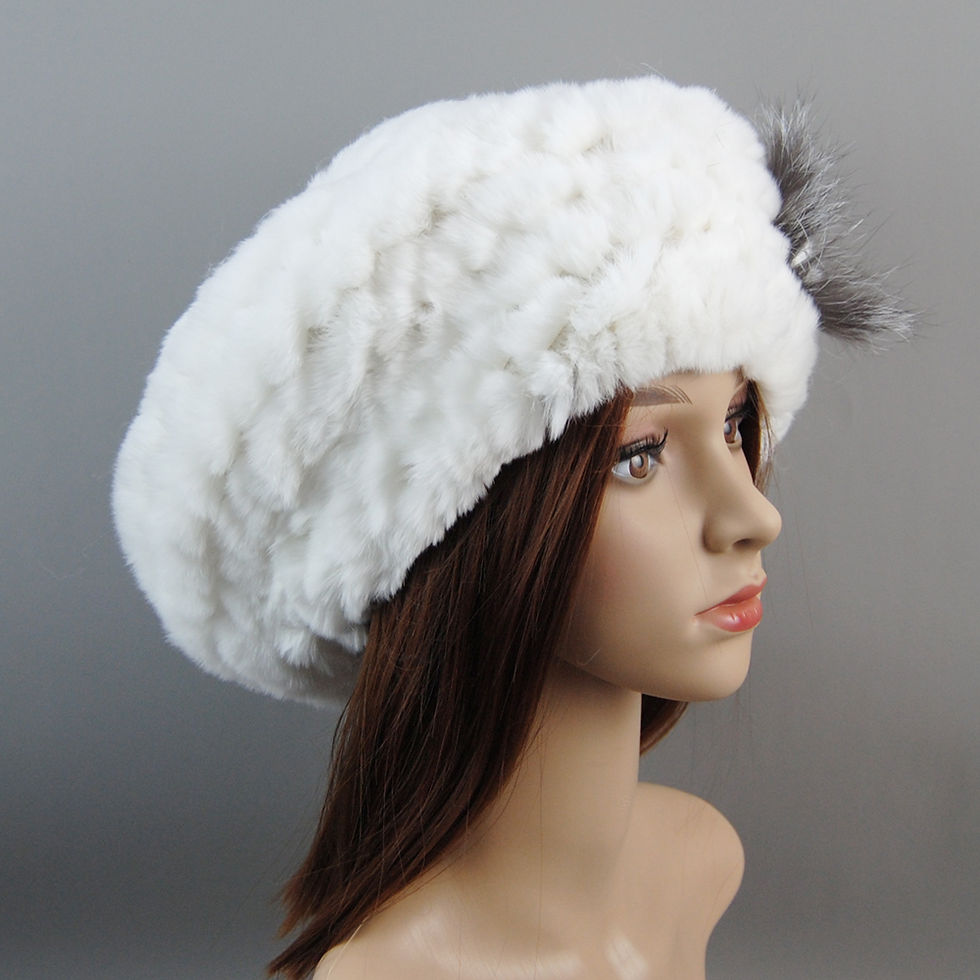 Thumbnail: 2024 New Winter Rex Rabbit Fur Hats Scarves Women Fashion 100% Genuine Knit Fur 