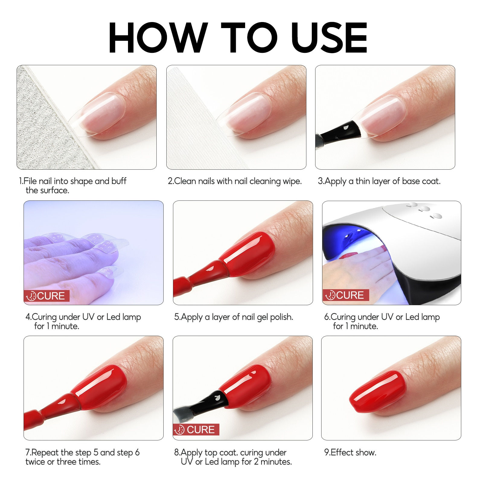 Manicure Set Nail Gel Polish Kit Varnish & Nail Art UV LED Nail Lamp Dryer