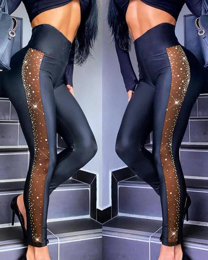 Women's Long Pants 2025 Spring/Summer New Women's Casual Water Diamond Contrast