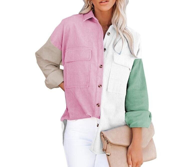 Thumbnail: Corduroy Long Sleeve Button Down Shirt Jacket