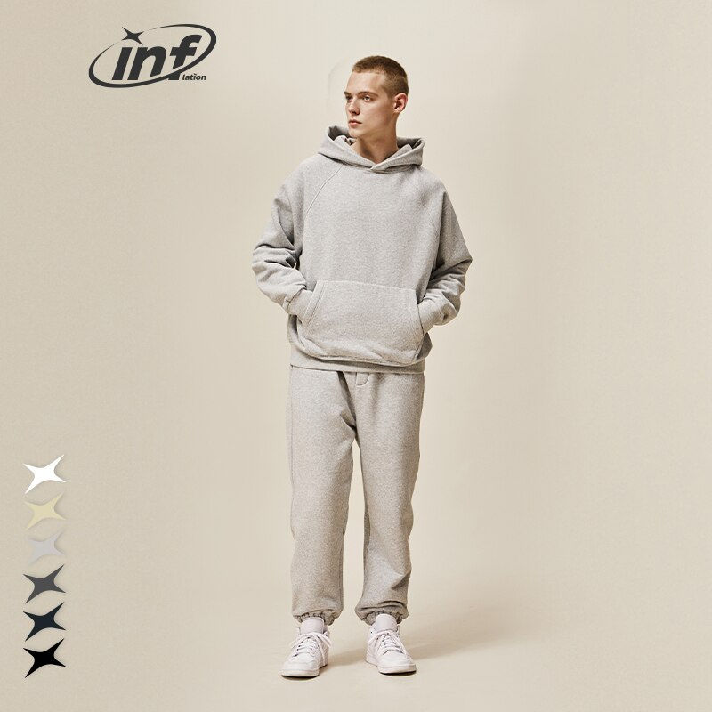 Miniatura: INFLATION Unisex Oversized Hoodies and Jogger Set 2022 Winter Thick Polar 
