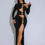 Miniatura: Beyprern Summer Women's Hollow Out Metal Long Dresses New Chic Ruched Holiday Dr