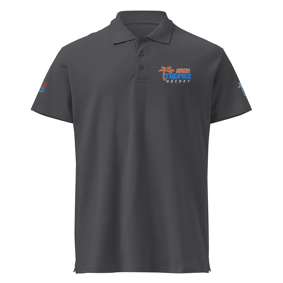 Thumbnail: Tropics grey or black Premium pique polo shirt