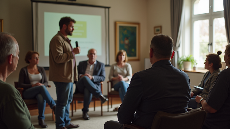 Eye-level view of a community gathering discussing CP awareness