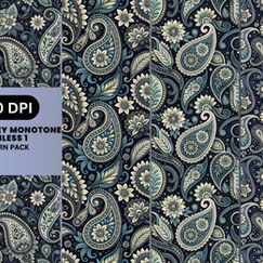 Boho Paisley Monotone Seamless Pattern 1