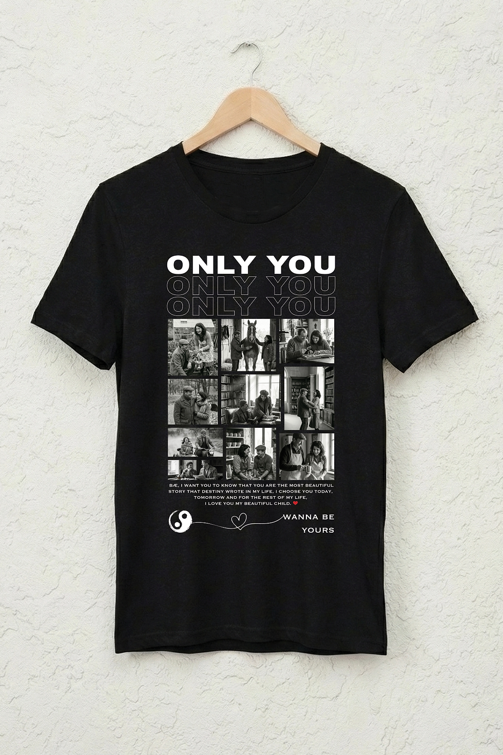 Küçük resim: Kişiye Özel Çoklu Fotoğraf Baskılı Tişört - Only You Yazılı