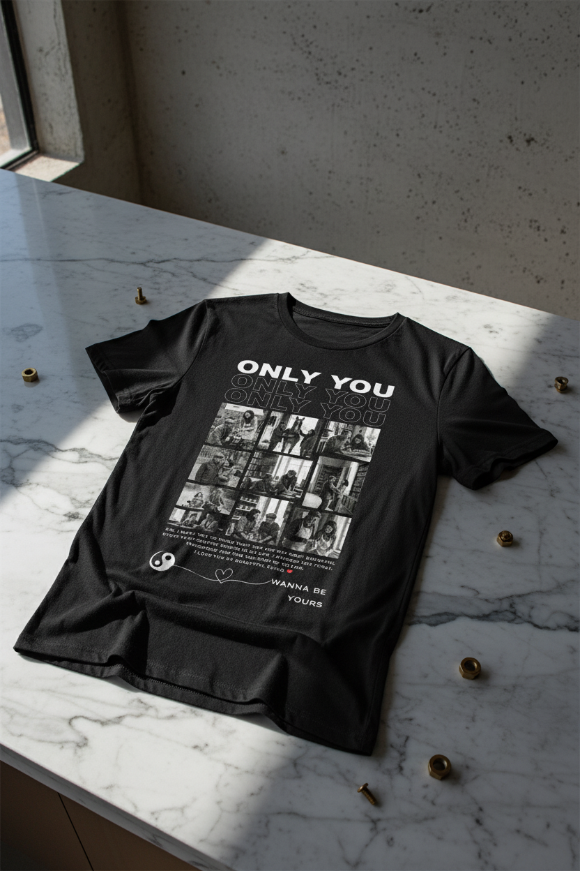 Küçük resim: Kişiye Özel Çoklu Fotoğraf Baskılı Tişört - Only You Yazılı