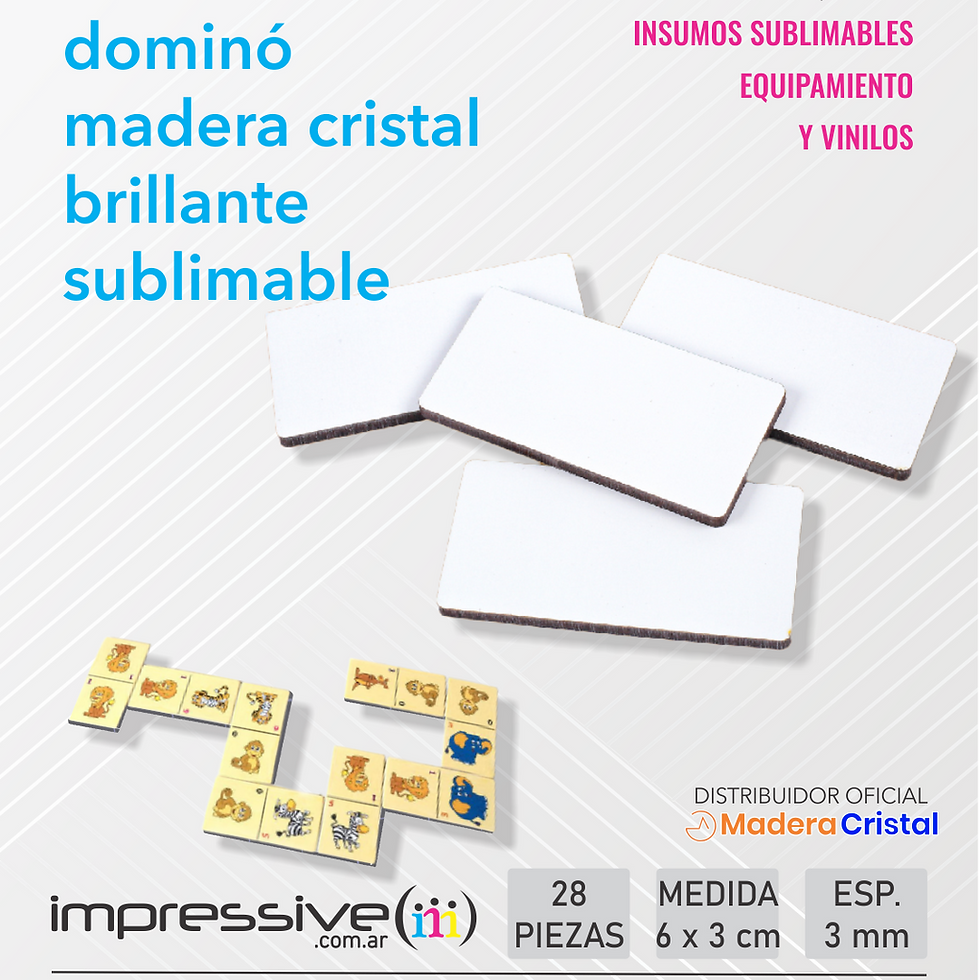 DOMINO DE MADERA CRISTAL SUBLIMABLE