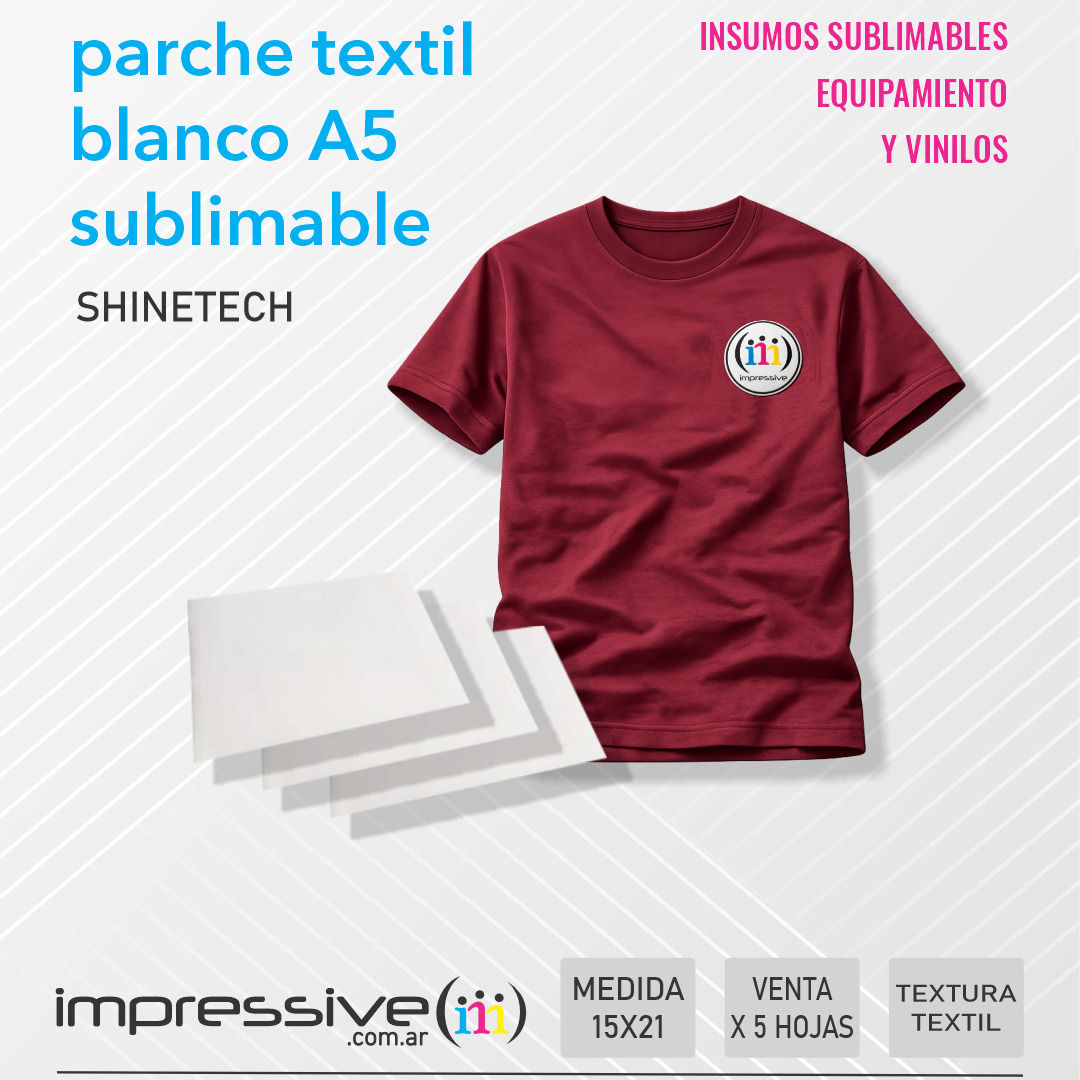 PARCHE TEXTIL A5 SUBLIMABLE TERMOTRANSFERIBLE