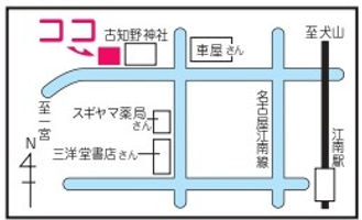 説田眼科医院の地図イラスト