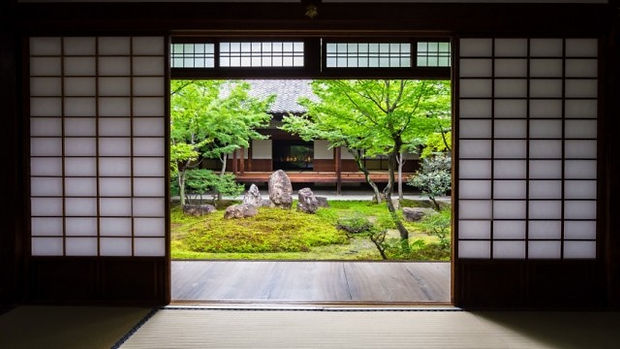 障子を開けたお庭