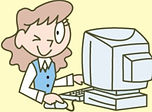 パソコン操作する女性