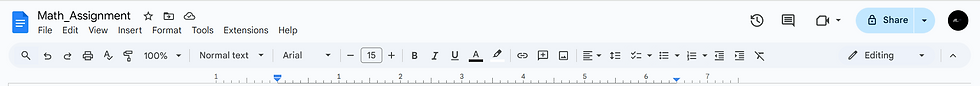 Formatting Toolbar and Sharing Options in Google Docs