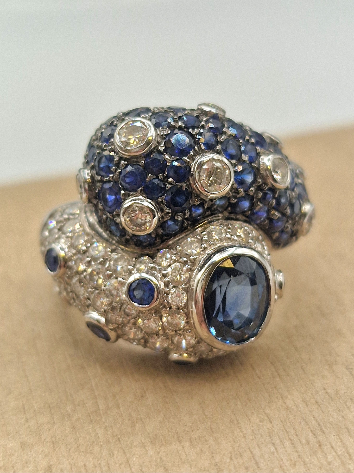 Anello Cocktail Zaffiri e Diamanti 18kt