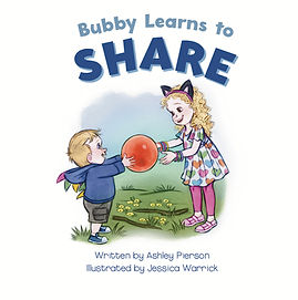 Bubby shares an orange ball with is big sister Beanie in the story Bubby Learns to Share