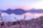 Cherry Blossom blooming over Lake Toya, Hokkaido