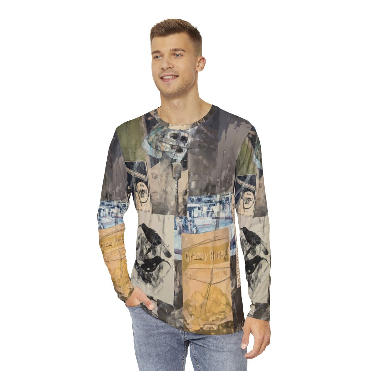Men's Long Sleeve Shirt (AOP) - "Vintage Collage"