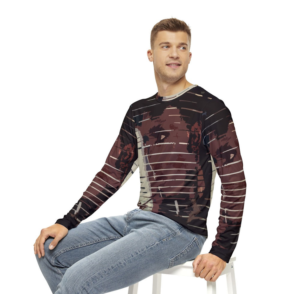 Thumbnail: Men's Long Sleeve Shirt (AOP) - "Abstract Echoes"