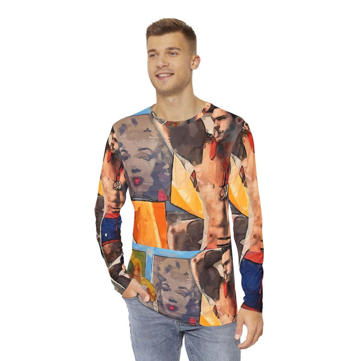 Men's Long Sleeve Shirt (AOP) - "Retro Romance"