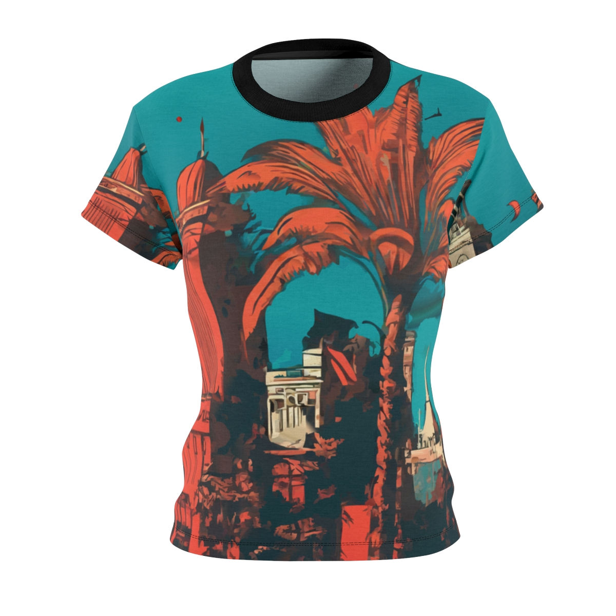 Women's Cut & Sew Tee (AOP) - "Cityscape Vibrance"