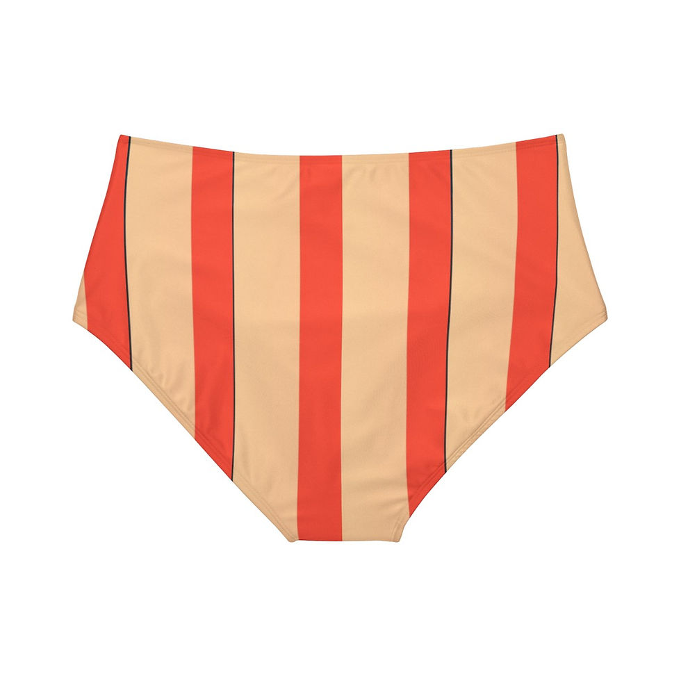 Thumbnail: High-Waist Hipster Bikini Bottom (AOP) - "Striped Elegance"