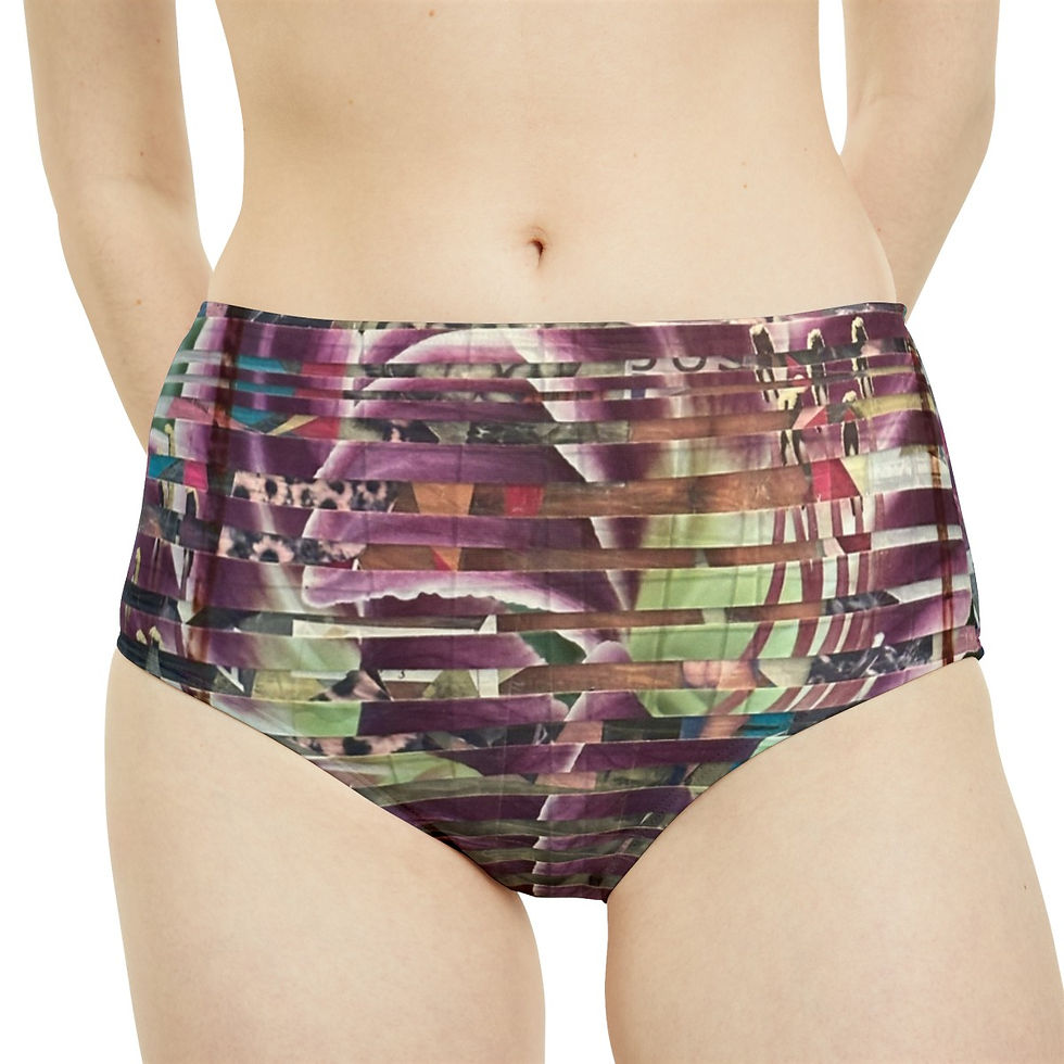 Thumbnail: High-Waist Hipster Bikini Bottom (AOP) - "Abstract Bloom"