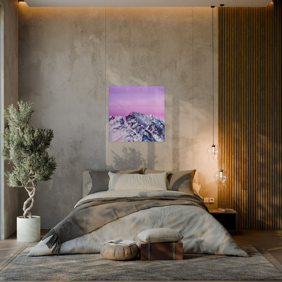 Miniaturbild: Ölgemälde A Place beyond the noise , Berg Gemälde auf 40x40cm Leinwand