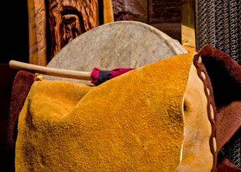 Jude Benoit Cutler's handmade Mi'kmaq drum.