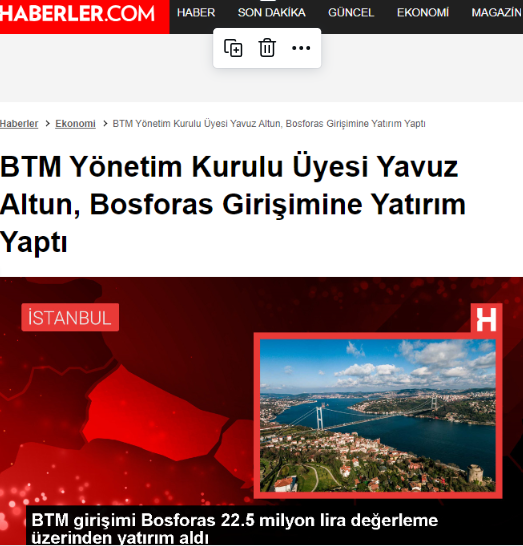 Haberler.com Bosforas Yatırım Haberi