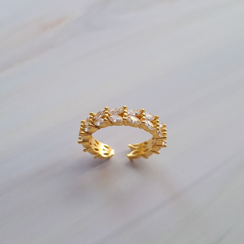 Thumbnail: Gold ring standing on tile