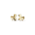 Mini clover gold stud earrings on white background