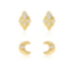 white background celestial gold studs duo set