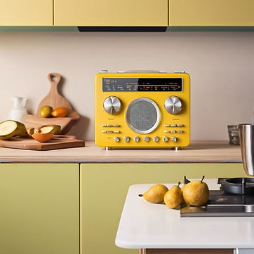 FM radio in a kitchen