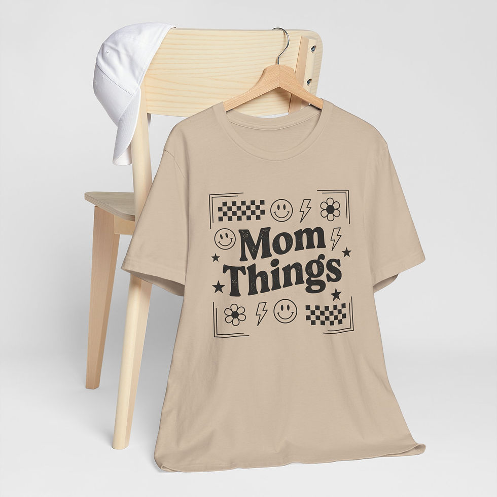 Thumbnail: Mom Things Tee — Retro Smiley Flower Graphic Mother's Day T-Shirt