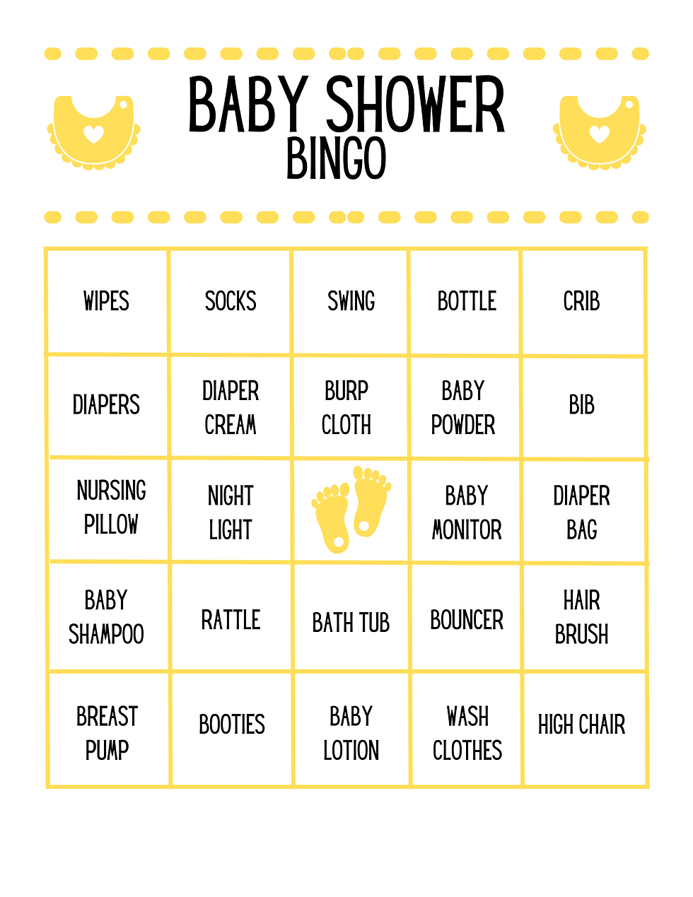 Thumbnail: Yellow Bib Baby Shower Game