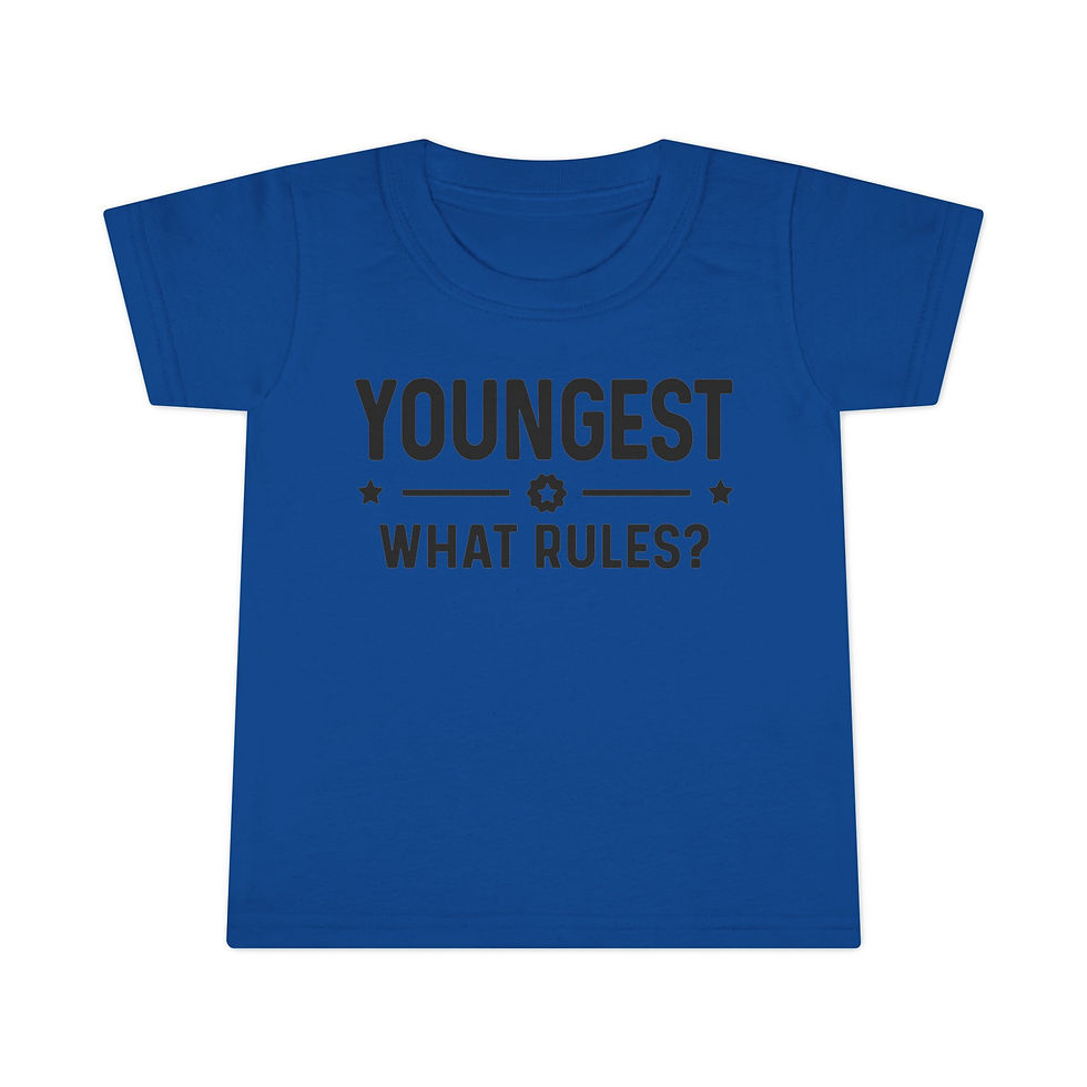 Thumbnail: Toddler T-Shirt — "Youngest What Rules?" Funny Baby Sibling Tee