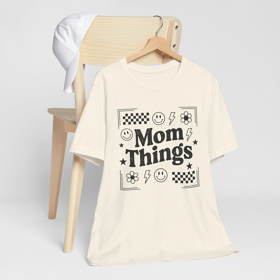 Thumbnail: Mom Things Tee — Retro Smiley Flower Graphic Mother's Day T-Shirt