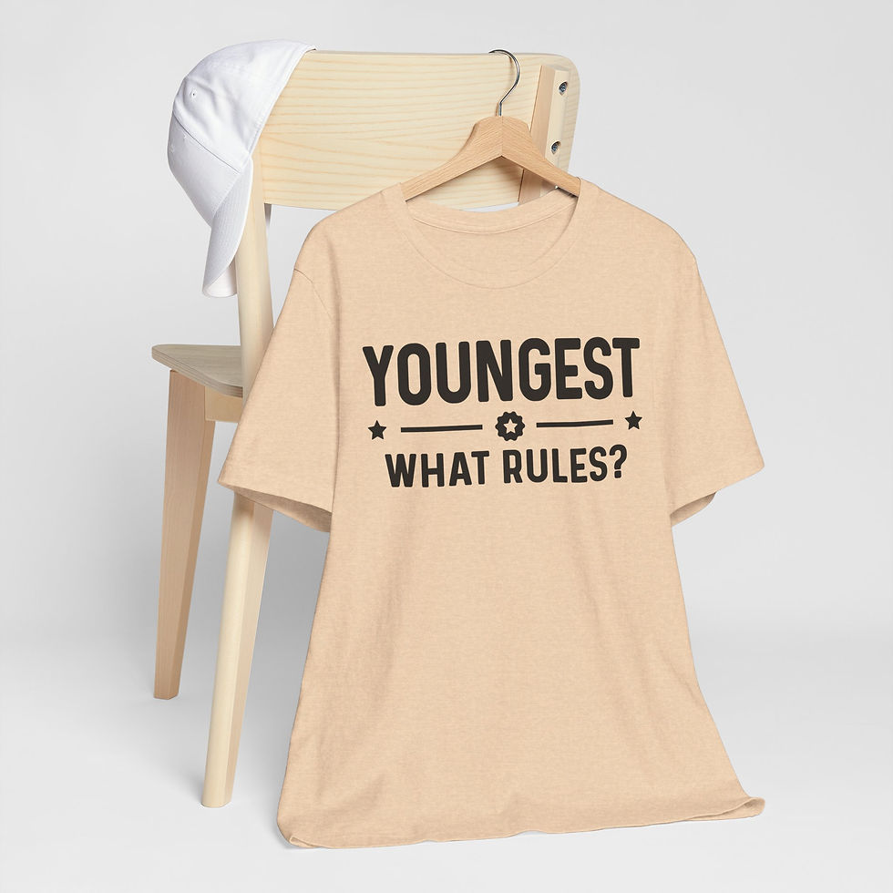 Thumbnail: Youngest What Rules? Tee — Funny Sibling T‑Shirt for Little/Youngest Kids