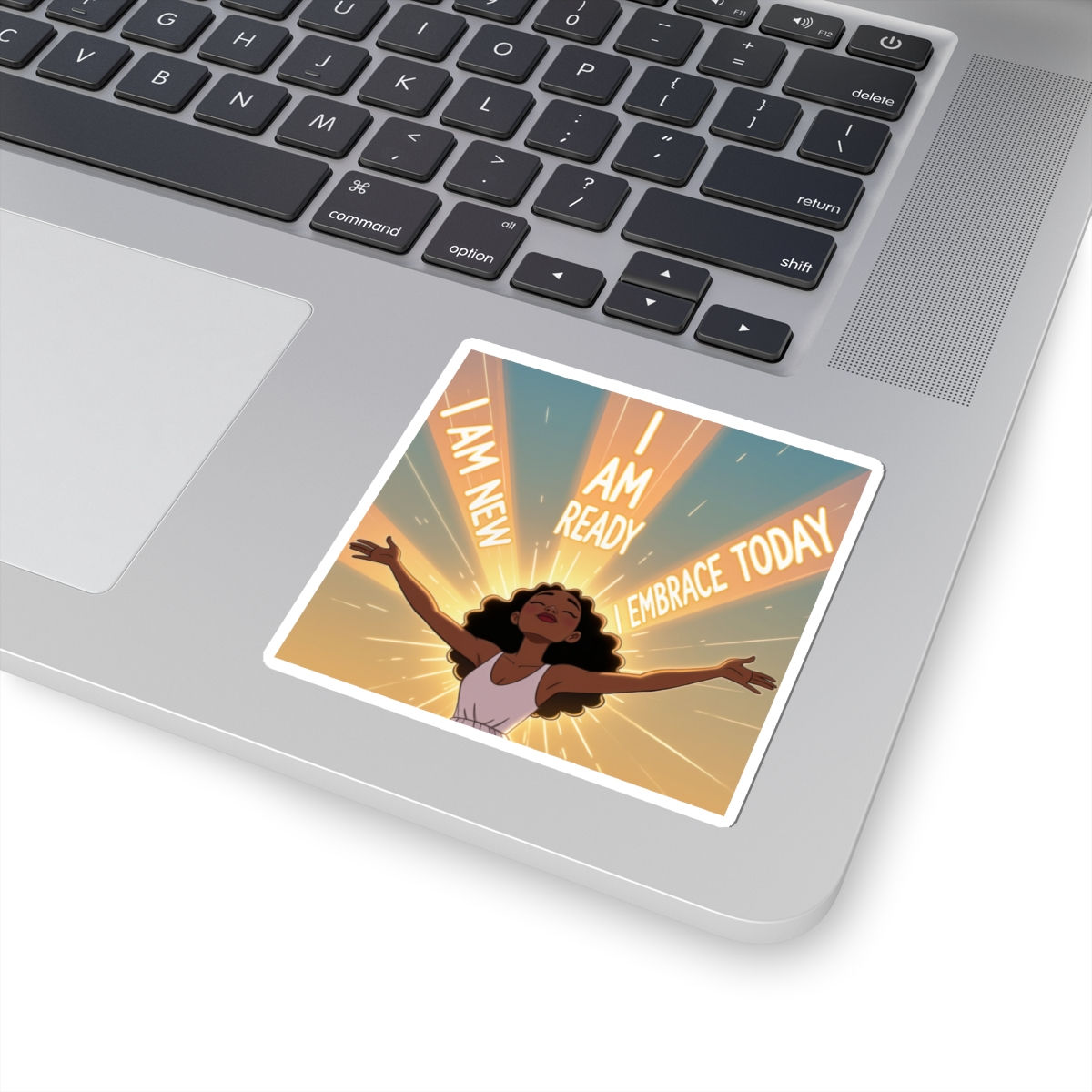 Inspirational Affirmation Sticker — "I Am New / I Am Ready / Embrace Today"