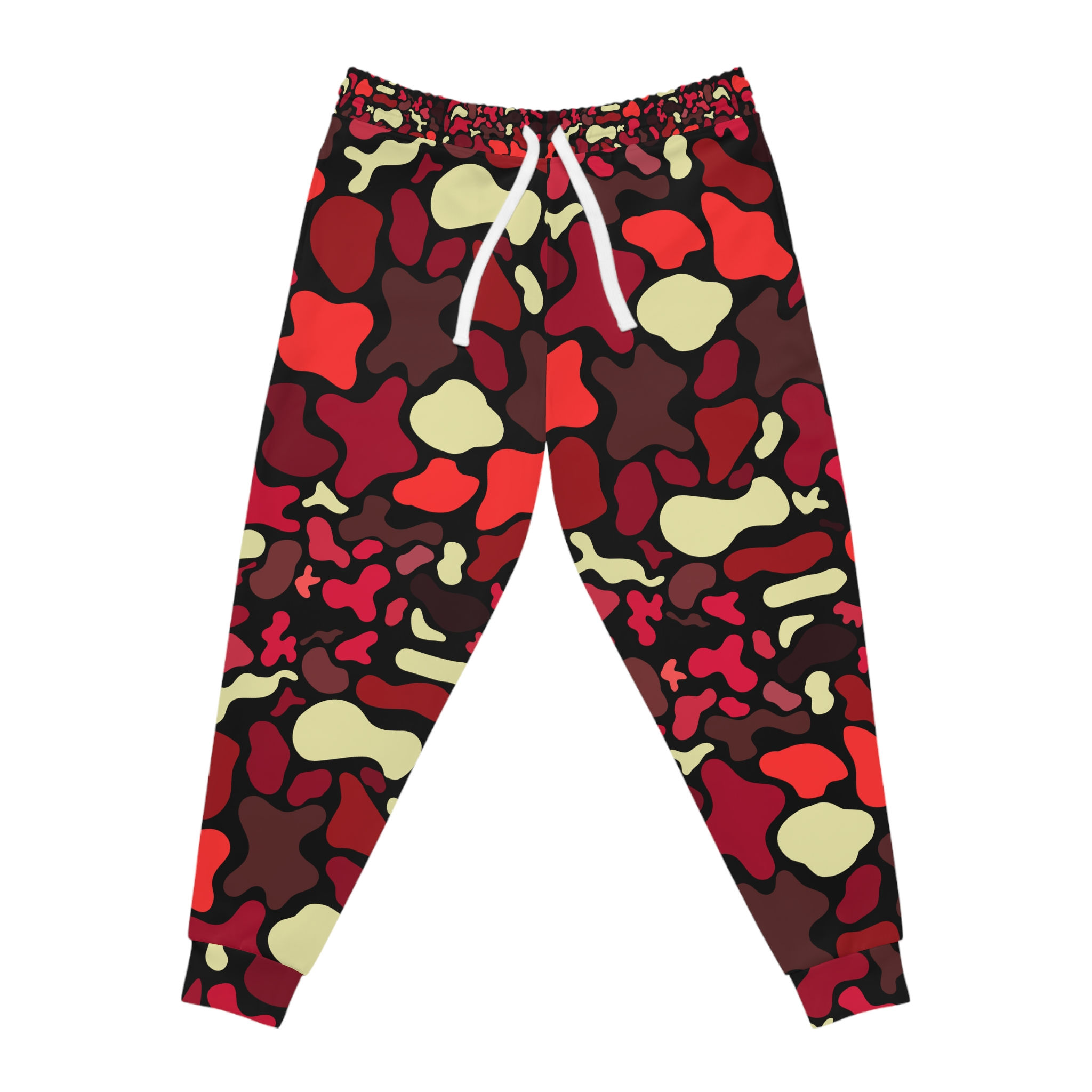 Red Camo Athletic Joggers — All-Over Print Casual Sweatpants