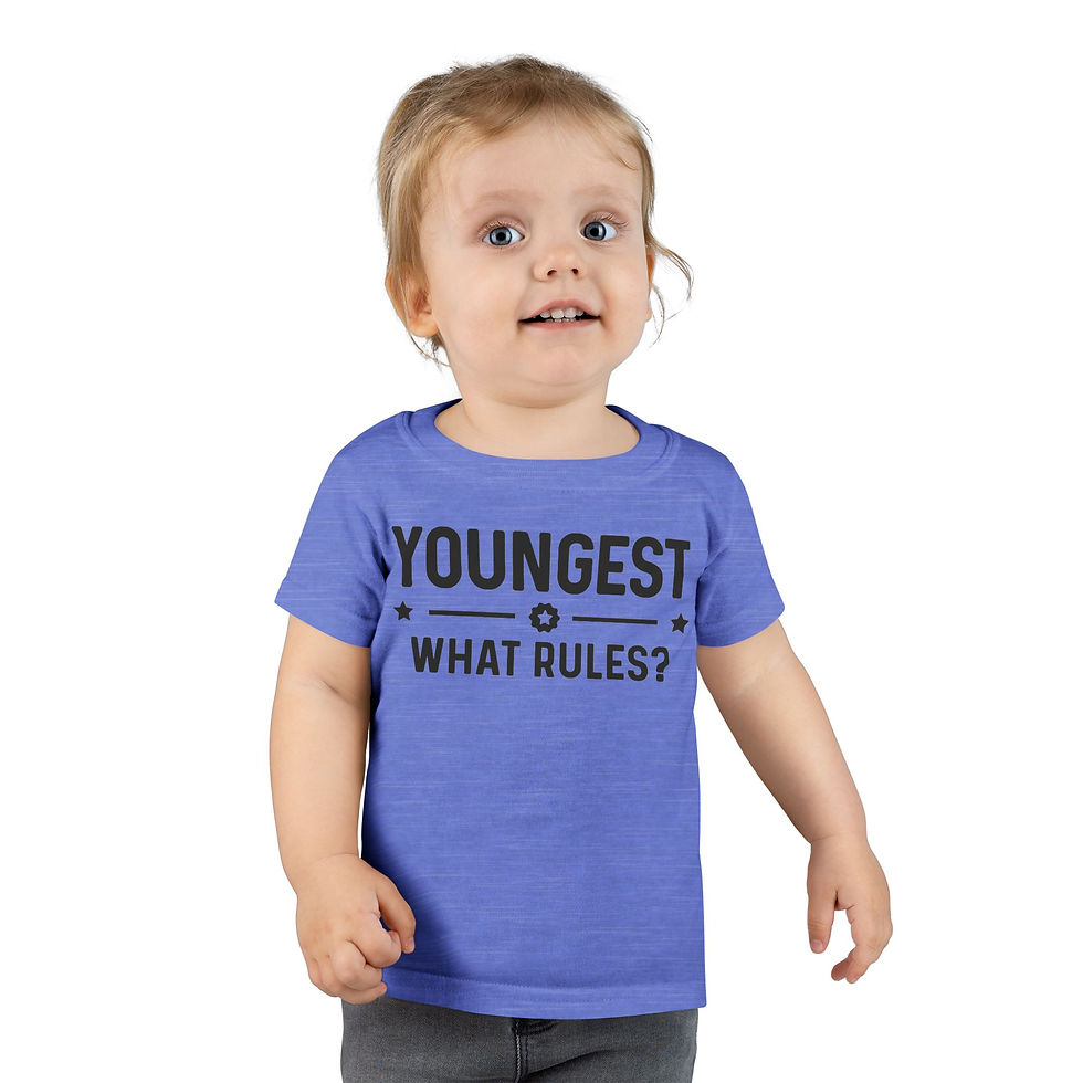 Thumbnail: Toddler T-Shirt — "Youngest What Rules?" Funny Baby Sibling Tee
