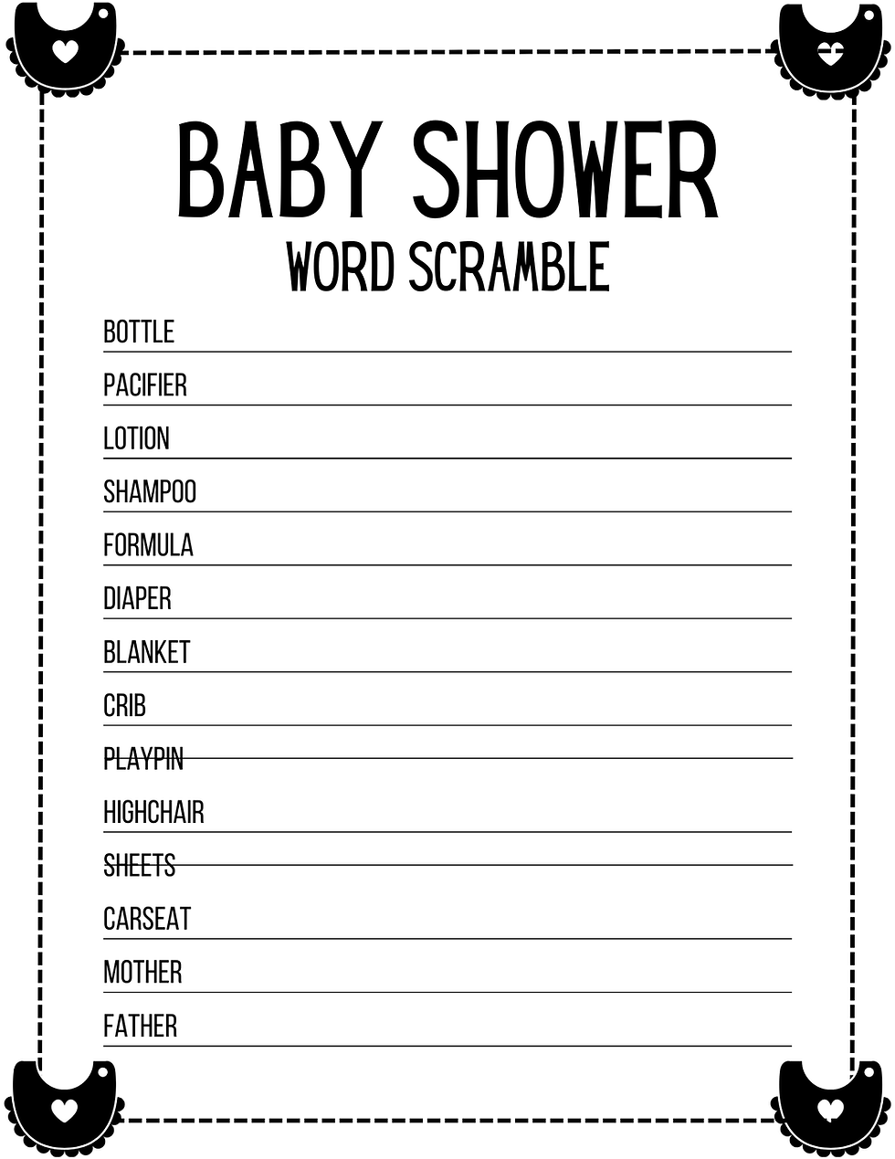 Thumbnail: Black Bib Baby Shower Bundle, Baby Bingo, Cute, Fun, Printable
