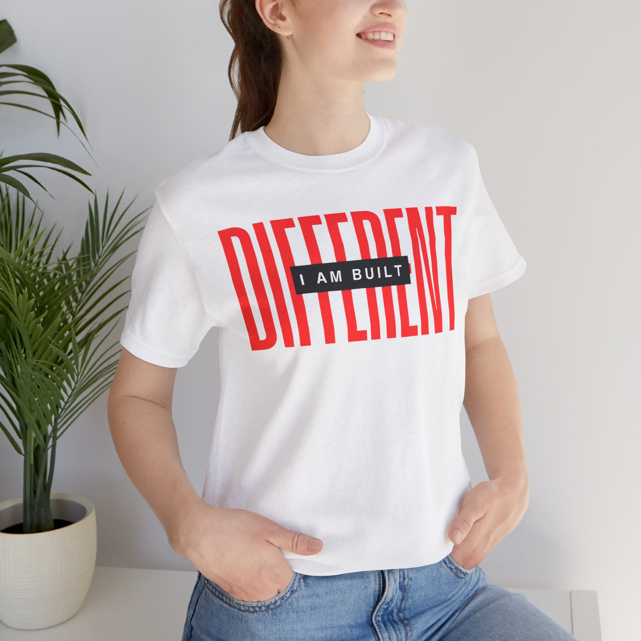 Different "I Am Built" Graphic Tee - Inspirational Self-Confidence Shirt