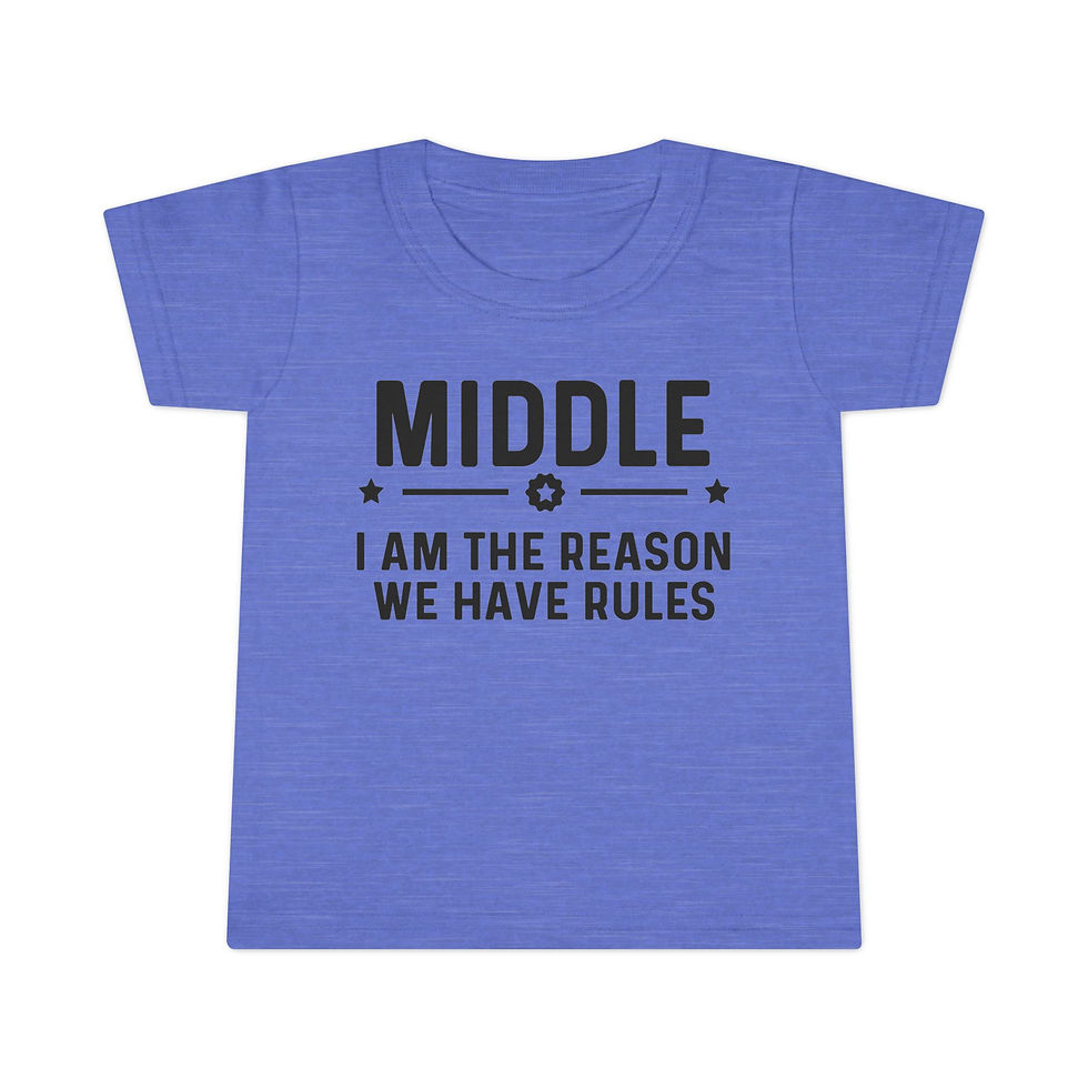 Thumbnail: Toddler T‑Shirt — "Middle: I Am The Reason We Have Rules" Funny Sibling Shirt
